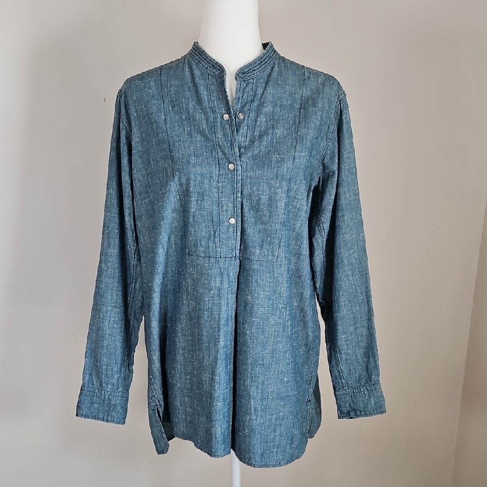 Isabel Marant Etoile US SZM Blouse Chambray Pearl Snap Designer French Luxury